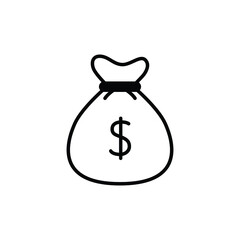 Money bag line icon. Simple outline design style. Dollar, moneybag, cash, million, sack concept. Vector illustration isolated on White background. Eps 10.