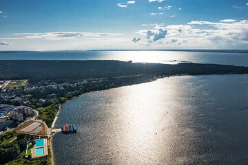 The city of Berdsk and the Berdsky Bay. Berd River, Novosibirsk region