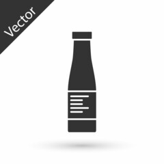 Grey Sauce bottle icon isolated on white background. Ketchup, mustard and mayonnaise bottles with sauce for fast food. Vector.