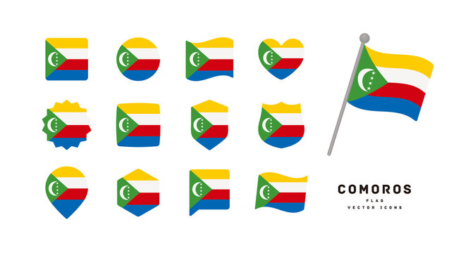 Comoros flag icon set vector illustration	
