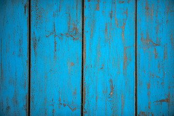 Photo of the texture of the wooden background in a beautiful blue color in a retro style with vertical stripes