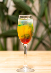 A drink prepared in a tall glass