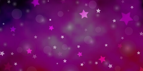 Light Purple, Pink vector background with circles, stars.