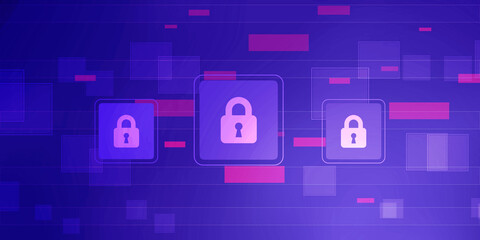 2d illustration Safety concept: Closed Padlock on digital background
