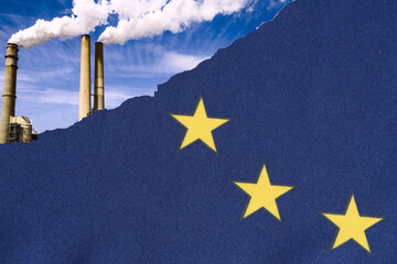 Flagge der Europäischen Union und der Umweltschutz - obrazy, fototapety, plakaty