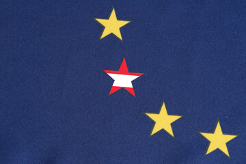 Flagge der Europäischen Union EU und Österreich