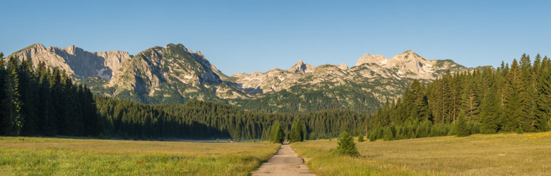 Big panorma of Durmitor mountains in Zabljak, Montenegro
