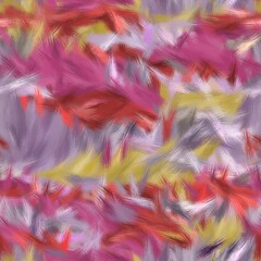 Seamless faux digital paint stroke pattern print. High quality illustration. Procedural painting with realistic brush strokes in bright trendy colors. Abstract art for surface design and print.