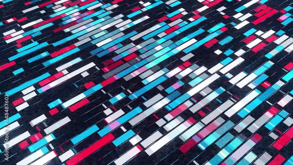 Poster Stripes move apart in center. Animation. Beautiful background of sliding strips moving in different directions. Colorful stripes are moving apart in loop