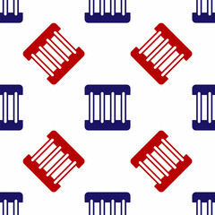 Blue and red Prison window icon isolated seamless pattern on white background. Vector