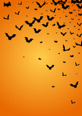 Black Monster Creepy Vector Orange Background.