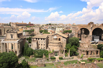 Fototapeta na wymiar Aerial view on Roman forum, Rome, Italy