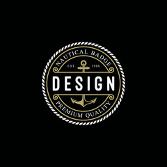 Fototapeta na wymiar nautical badge, Sea logo, vintage or sailor symbol, design template, premium quality.