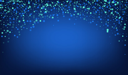 Turquoise Confetti Flying Blue Vector Background.