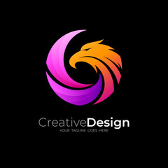 Animal logo and Eagle design template, circular logos