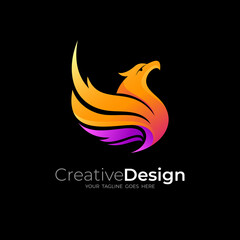 Bird logo with simple icon, Eagle logo template, flying logos