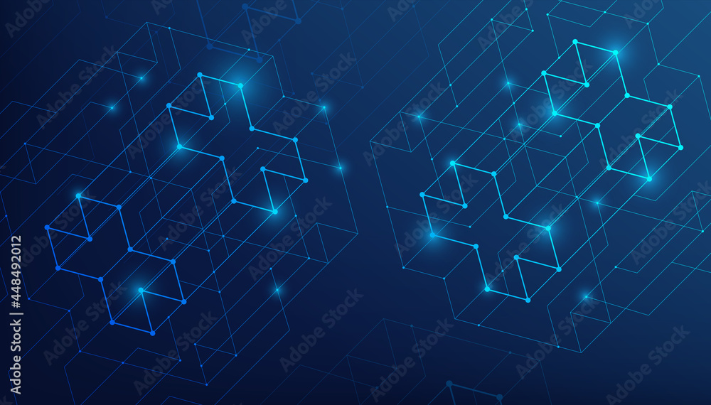 Poster abstract lines and dots connect background. technology connection digital data and big data concept.