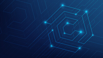 Abstract lines and dots connect background. Technology connection digital data and big data concept.