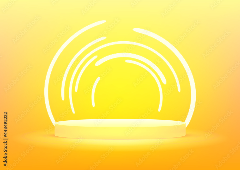 Aufkleber empty podium studio yellow background for product display with copy space. showroom shoot render. ba