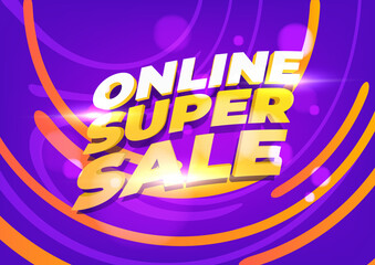 Online super sale banner template. Layout for online shopping, product, promotions, website and brochure. Vector Illustration.