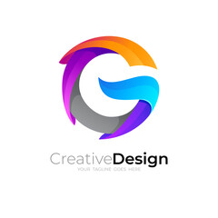 letter G logo with colorful icons, G logo design company