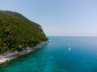 Beautiful tropical beach with turquoise water in Marche region, Italy