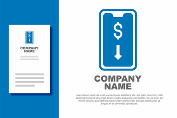 Blue Mobile stock trading concept icon isolated on white background. Online trading, stock market analysis, business and investment. Logo design template element. Vector