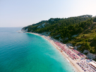 Plakat Beautiful tropical beach with turquoise water in Marche region, Italy