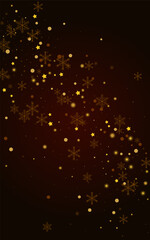 Golden Snowfall Vector Brown Background. Shiny