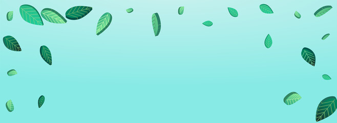 Green Leaf Wind Vector Panoramic Blue Background