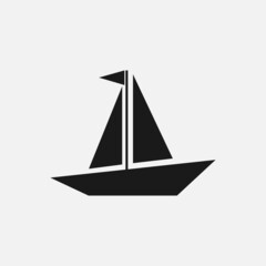 Icon of a simple sailing ship with a flag