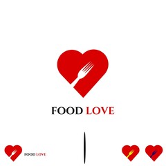 Food love logo design concept vector, template icon, graphic element