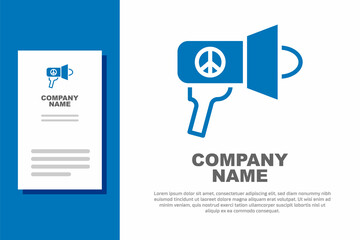 Blue Megaphone icon isolated on white background. Speaker sign. Logo design template element. Vector