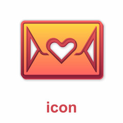 Gold Envelope with Valentine heart icon isolated on white background. Message love. Letter love and romance. Vector