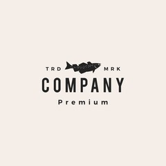cod fish hipster vintage logo vector icon illustration