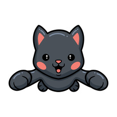 Cute black little cat cartoon flying