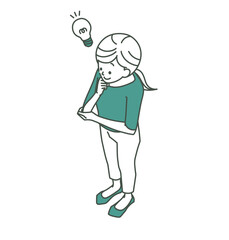 ひらめいている女性-2色