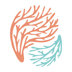 Fototapeta premium Two sprigs of seaweed in an oval shape