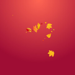Colorful Leaf Vector Red Background. Forest