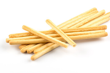 bread sticks on white background