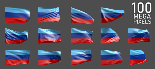 14 various images of Nauru flag isolated on grey background - 3D illustration of object
