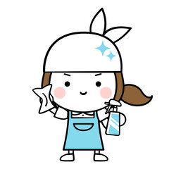	掃除　清掃　片付け　クリーニング　拭き掃除　イラスト素材