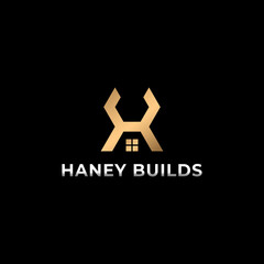 H letter real estate realtor construction logo design