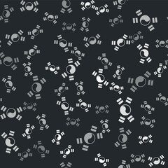 Grey South Korea flag icon isolated seamless pattern on black background. Vector