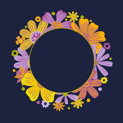 Flower frame design decoration style. Border floral.