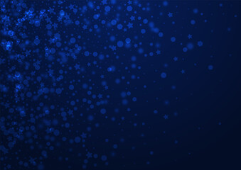 Glow Confetti Vector Blue Background. White