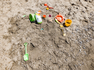 Kids toys on the beach