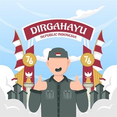 Celebration of Indonesia independence day on August 17 (Dirgahayu republik indonesia). indonesian national flags.