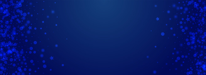 Silver Stars Vector Pnoramic Blue Background.