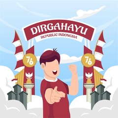 Celebration of Indonesia independence day on August 17 (Dirgahayu republik indonesia). indonesian national flags.